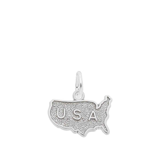 USA Map Charm in Sterling Silver