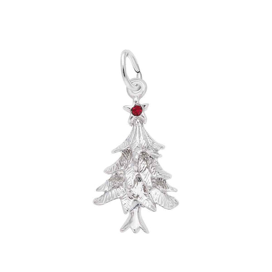 Christmas Tree & Gem Star Charm in Sterling Silver