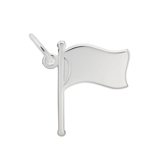 Single Flag Charm Sterling Silver