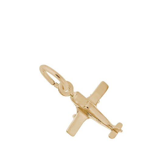 Single Engine Airplane Charm in 14K Yellow Gold