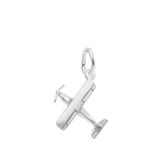 High Wing Airplane Charm Sterling Silver