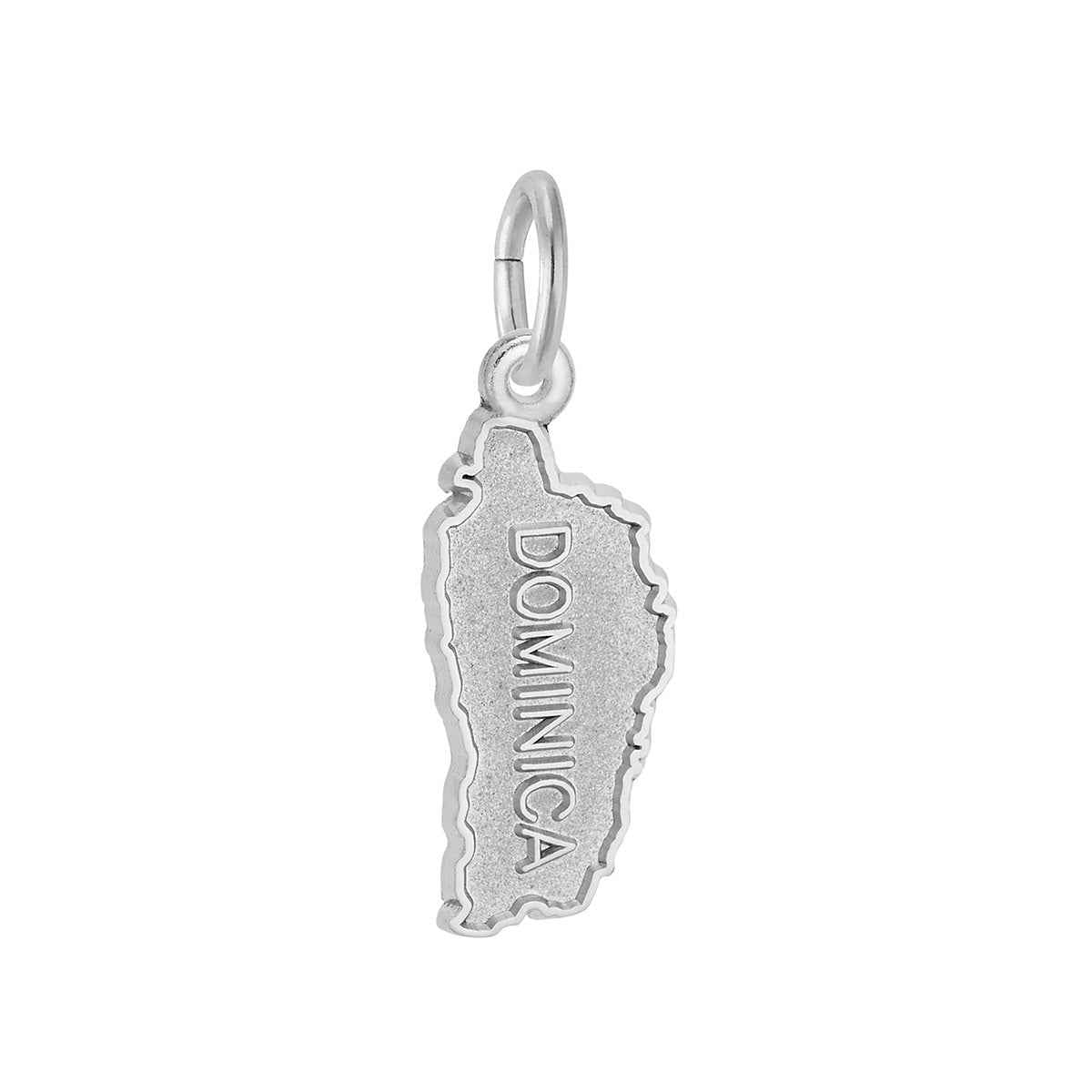 Dominica Map Border Charm in Sterling Silver