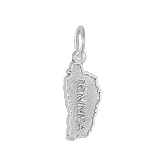 Dominica Map Border Charm in Sterling Silver