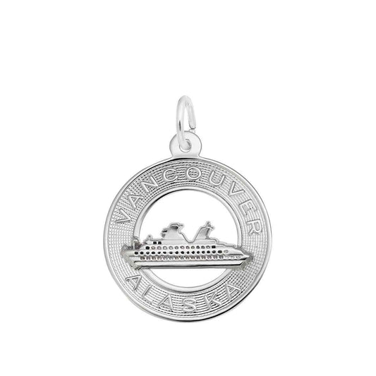 Vancouver Alaska Cruise Ship Charm in Sterling Silver