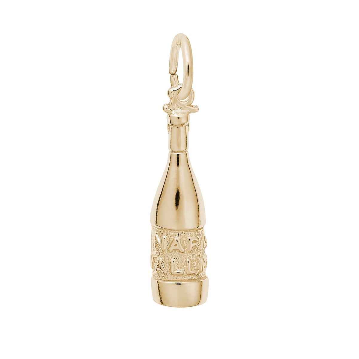 Napa Valley Wine Bottle Charm in 14K Yellow Gold