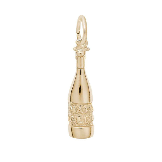 Napa Valley Wine Bottle Charm in 14K Yellow Gold