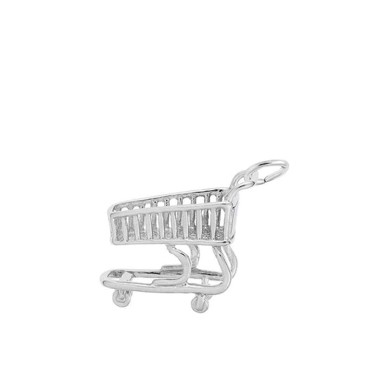 Grocery Cart Charm in Sterling Silver