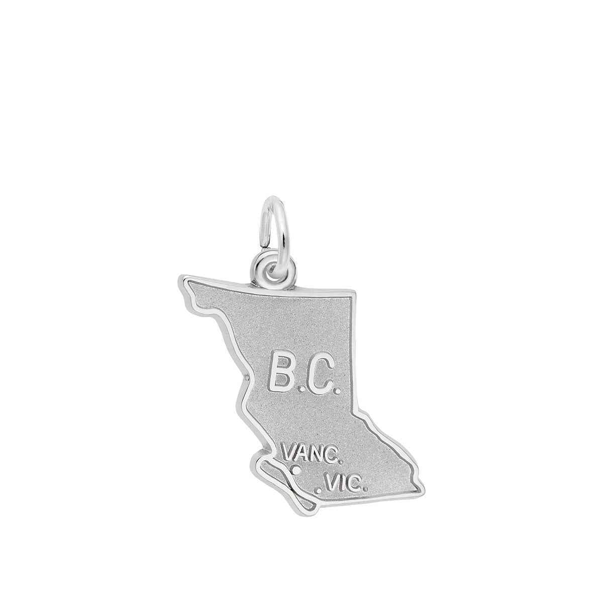 British Columbia Map Charm in Sterling Silver