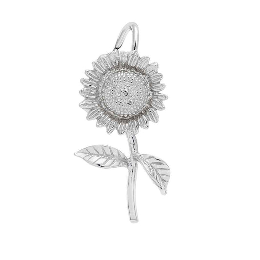 Detailed Sunflower Charm in Sterling Silver