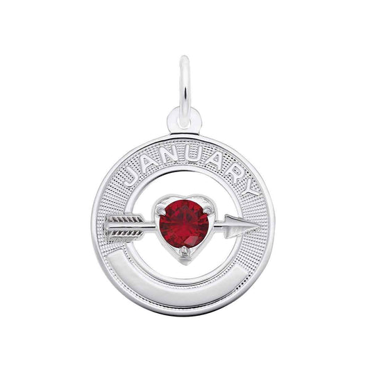 January Birthstone Charm in Sterling Silver