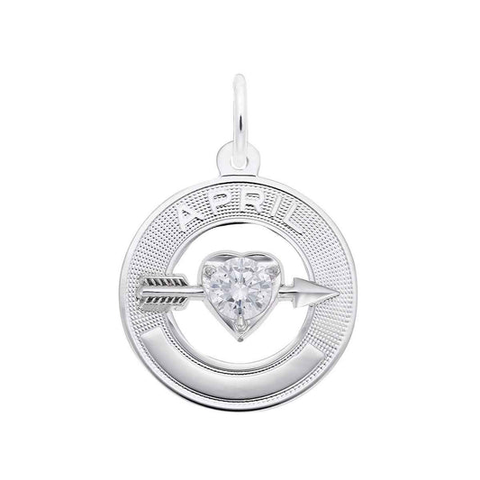 April Birthstone Charm in Sterling Silver