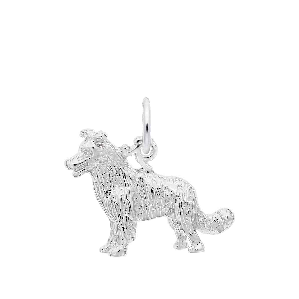 Border Collie Charm in Sterling Silver