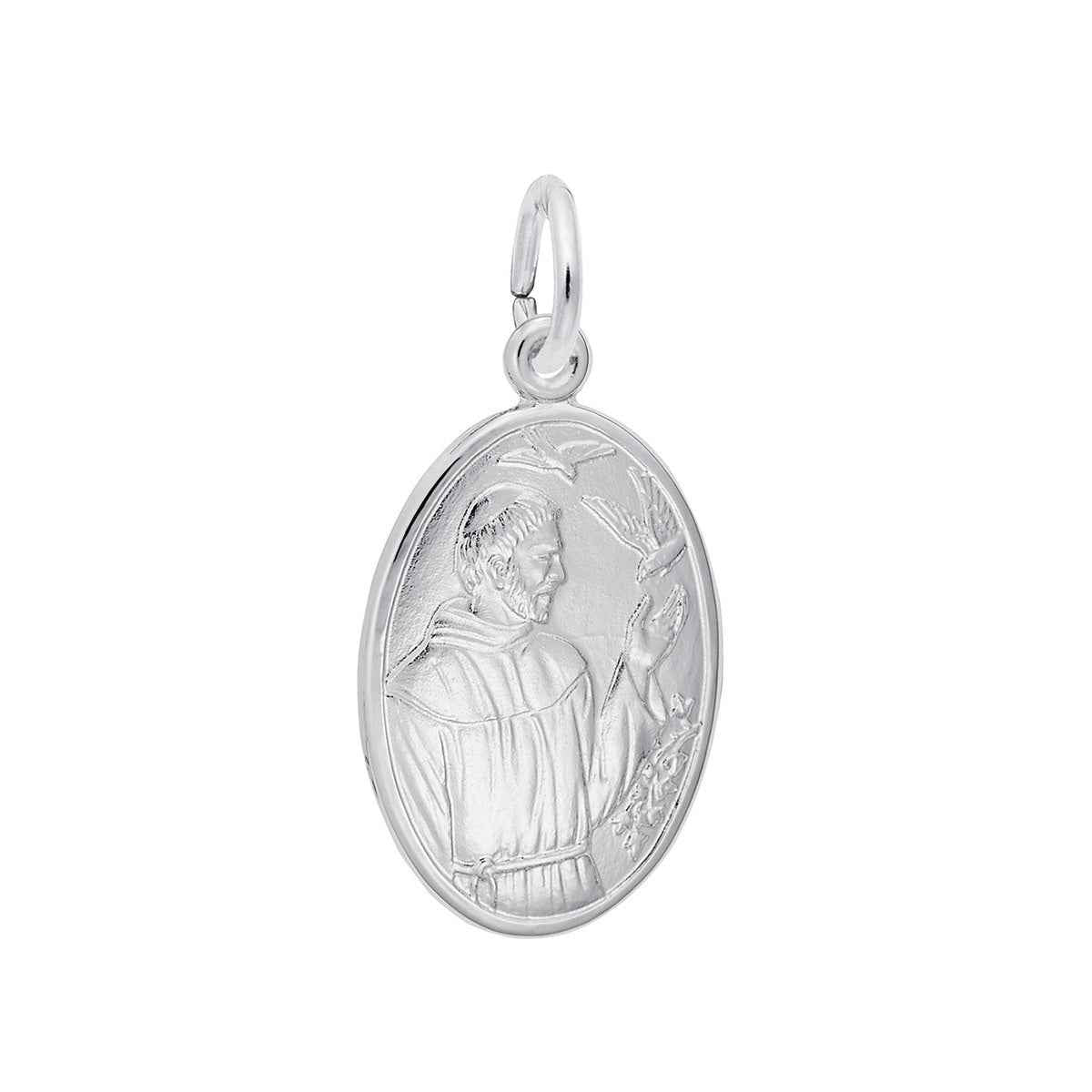 St. Francis Oval Charm in Sterling Silver
