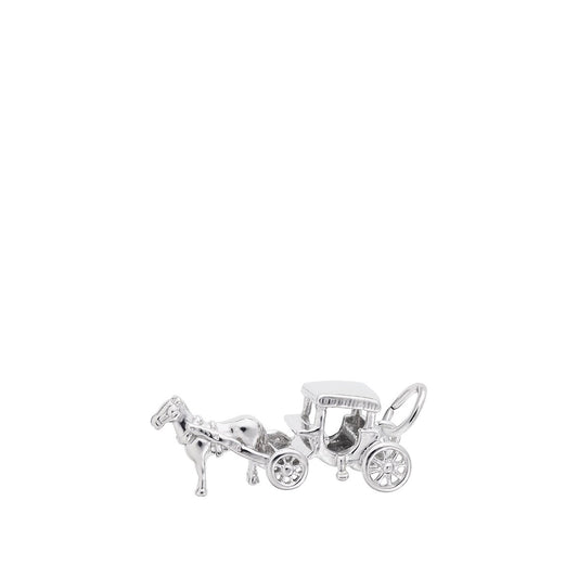 3D Horse & Carriage Charm Sterling Silver