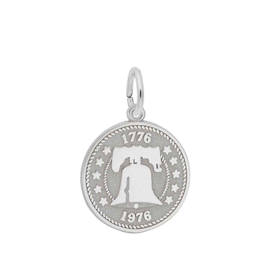 Liberty Bell Disc Charm in Sterling Silver