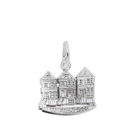 San Francisco Victorian House Charm in Sterling Silver