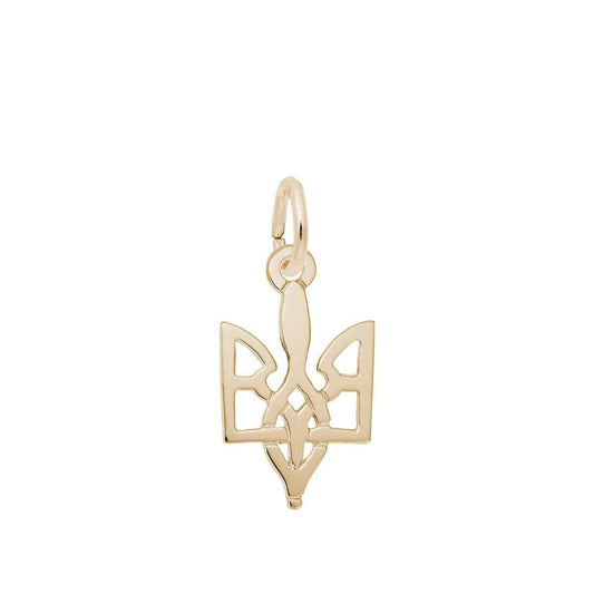 Ukrainian Trident Charm in 14K Yellow Gold