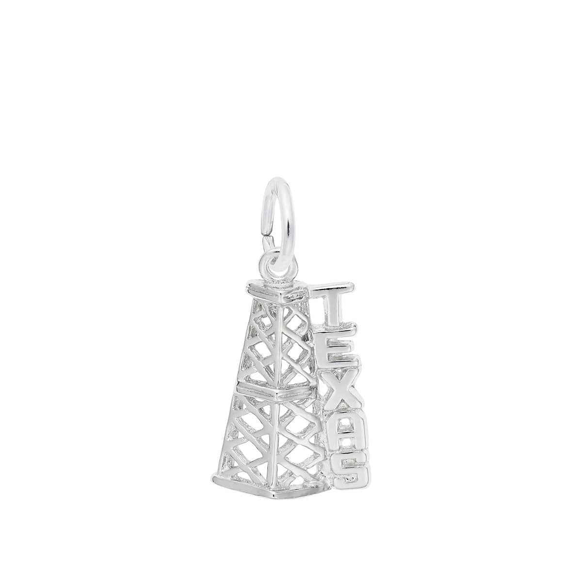 Texas Oil Rig Charm in Sterling Silver