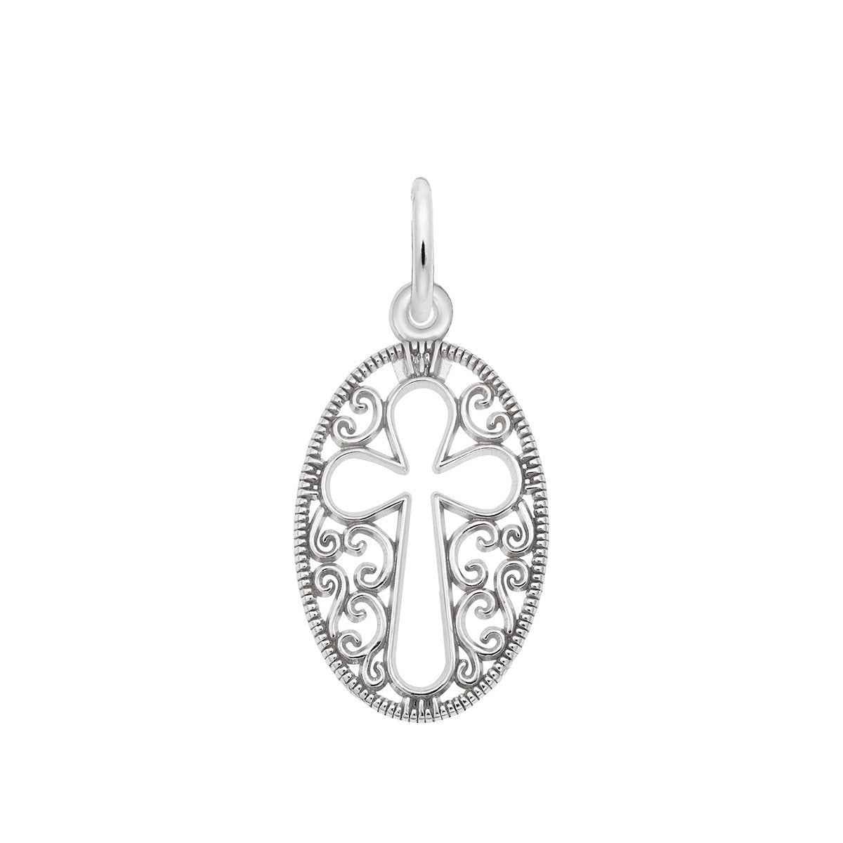 Filigree Cross Charm in Sterling Silver
