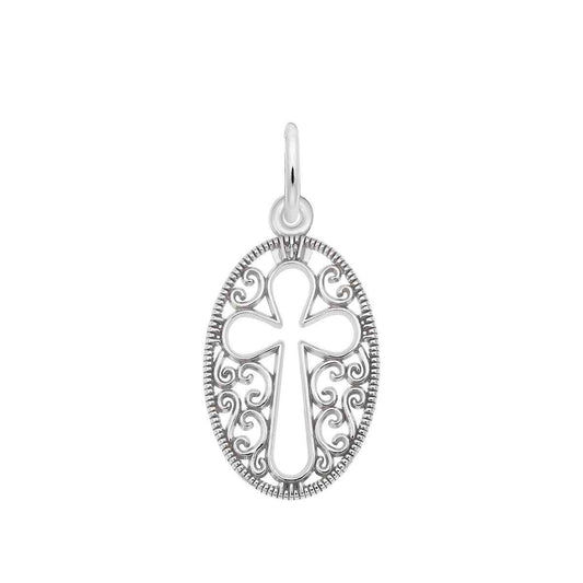 Filigree Cross Charm in Sterling Silver