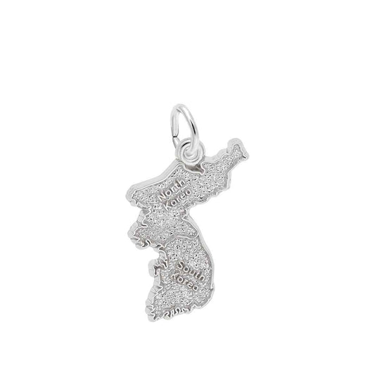 Korea Map Charm in Sterling Silver