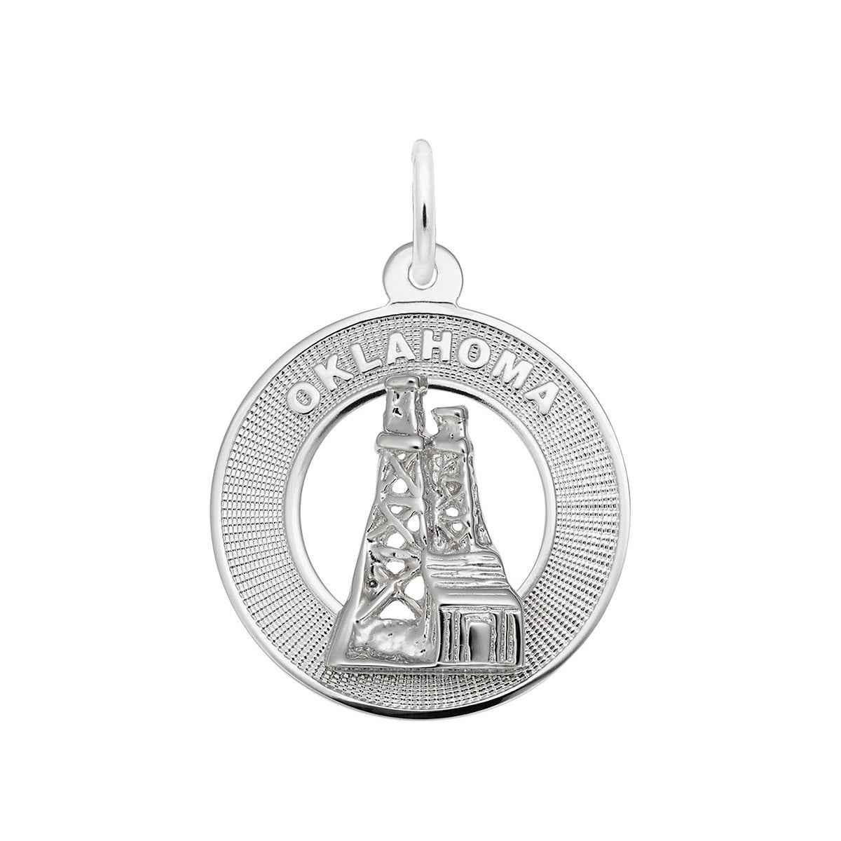 Oklahoma Oil Derrick Charm in Sterling Silver