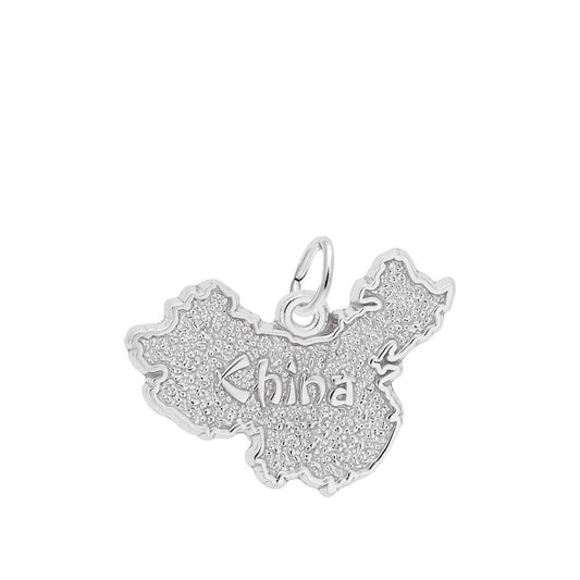 China Map Charm in Sterling Silver