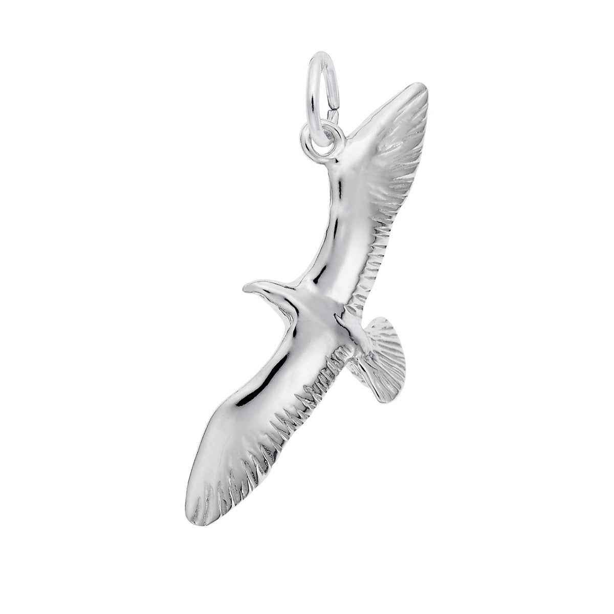 Flying Seagull Charm in Sterling Silver