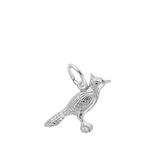 Perched Blue Jay Charm in Sterling Silver