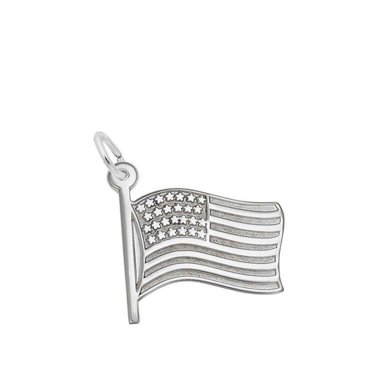 USA Flag Charm in Sterling Silver