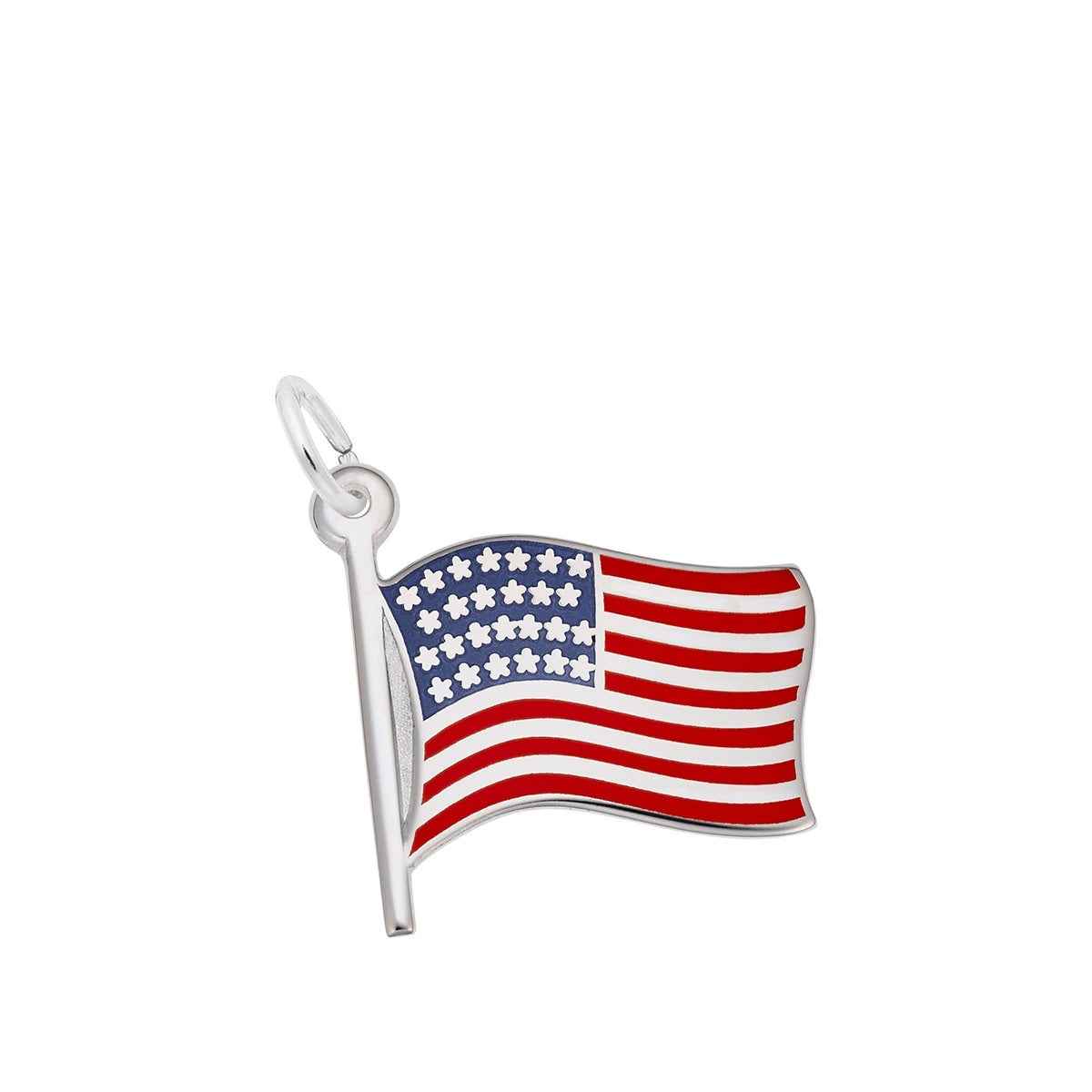 USA Flag Painted Charm in Sterling Silver