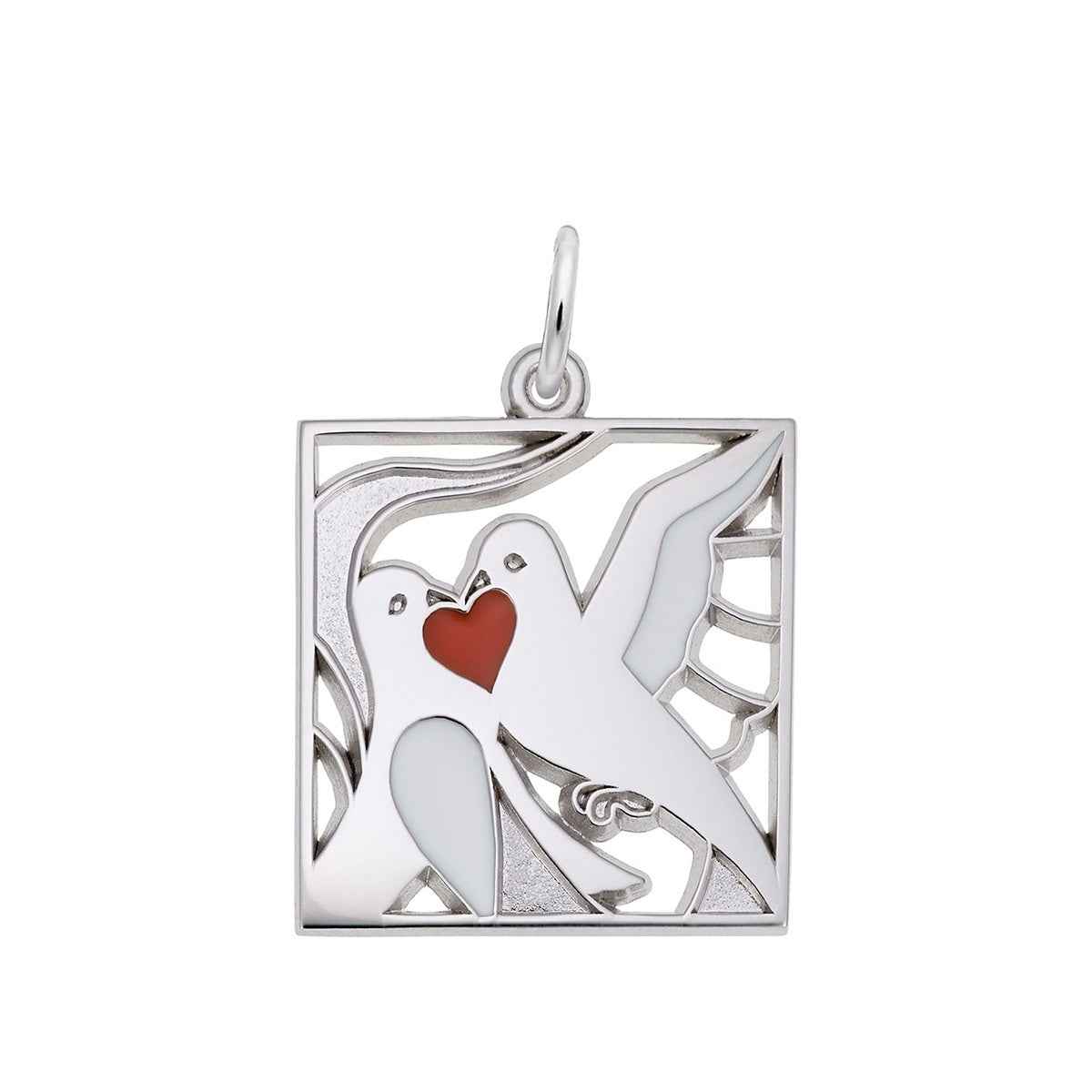 Turtle Doves Charm in Sterling Silver