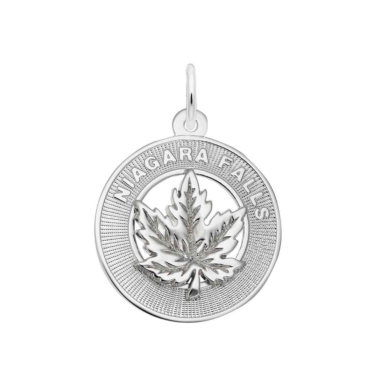 Polished Niagara Falls Maple Leaf Charm in Sterling Silver