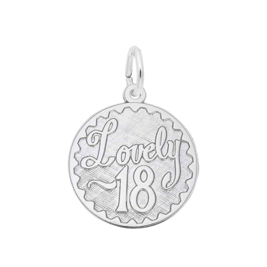 Lovely 18 Charm in Sterling Silver