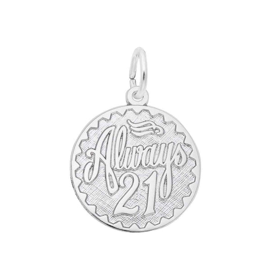 Always 21 Charm in Sterling Silver
