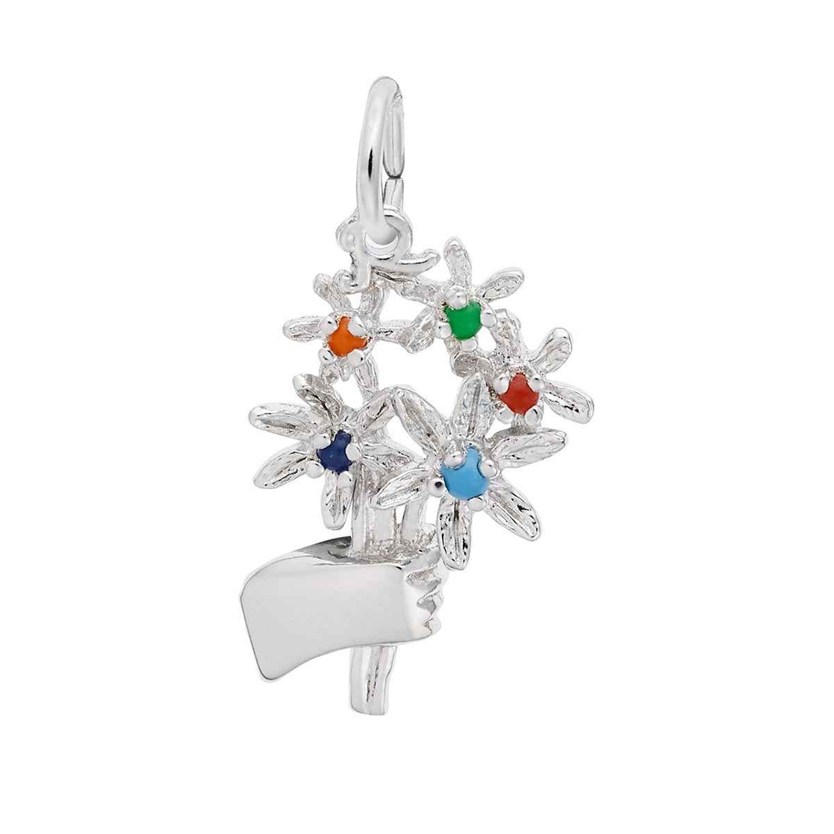 Bouquet & Stones Charm in Sterling Silver