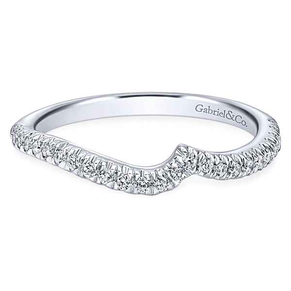Gabriel & Co. .22 ct. tw. Side Curved Diamond Wedding Band in 14K White Gold