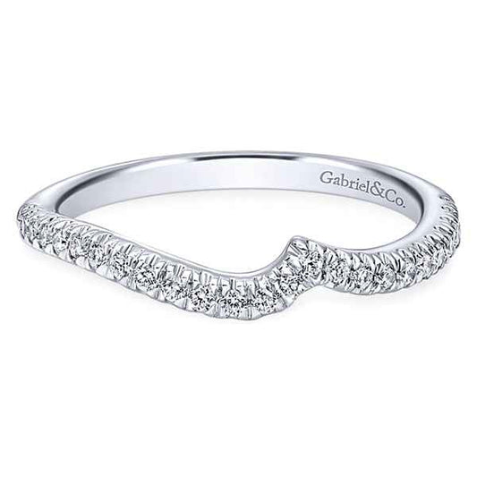 Gabriel & Co. .22 ct. tw. Side Curved Diamond Wedding Band in 14K White Gold