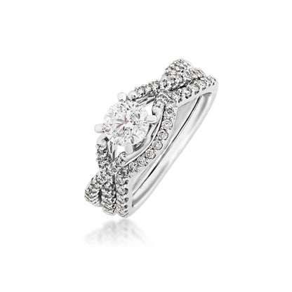 Timeless 1-1/4ct. tw. with 3/4ct. Round Brilliant center diamond in 14K white gold front view