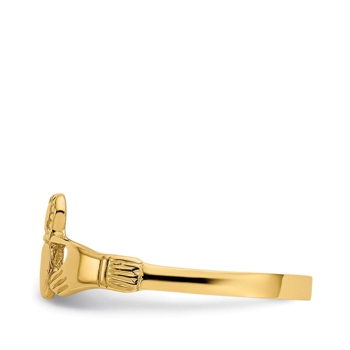 Claddagh Ring in 10K Yellow Gold close-up detail