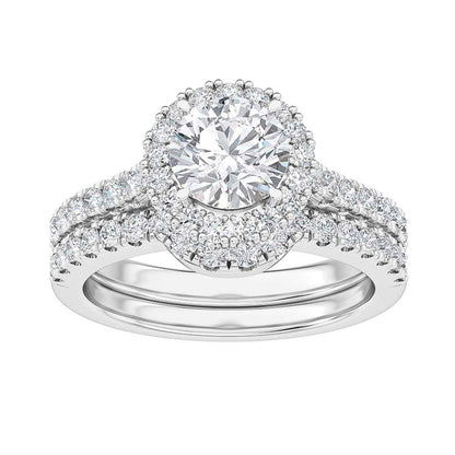 Adamante 1-3/4 ct. tw. Round Lab-Grown Diamond Wedding Set in 14K White Gold