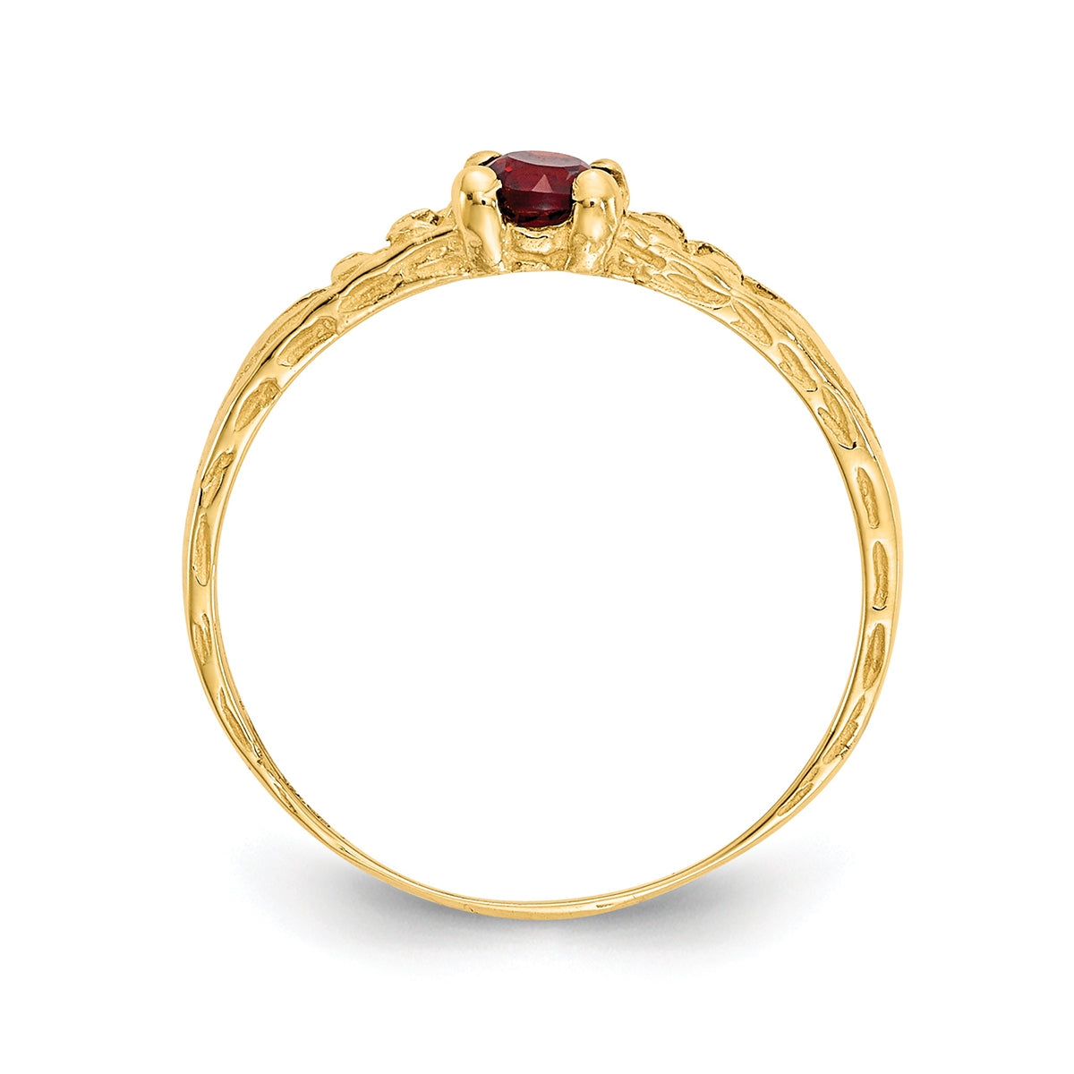 Children's Garnet January Birthstone Ring in 10K Yellow Gold front view