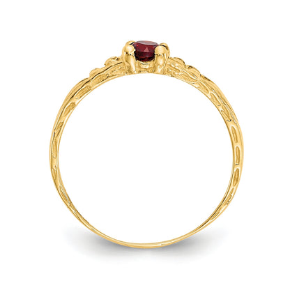 Children's Garnet January Birthstone Ring in 10K Yellow Gold front view