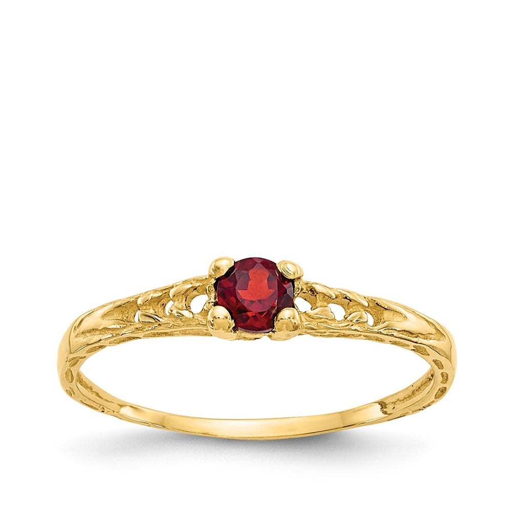 Children's Garnet January Birthstone Ring in 10K Yellow Gold
