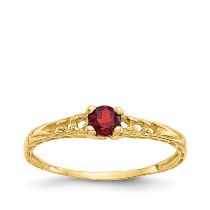 Children's Garnet January Birthstone Ring in 10K Yellow Gold