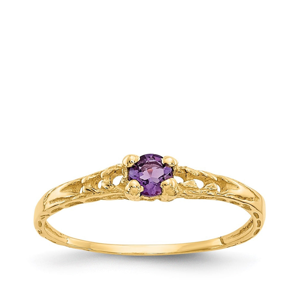 Children's Amethyst February Birthstone Ring in 10K Yellow Gold