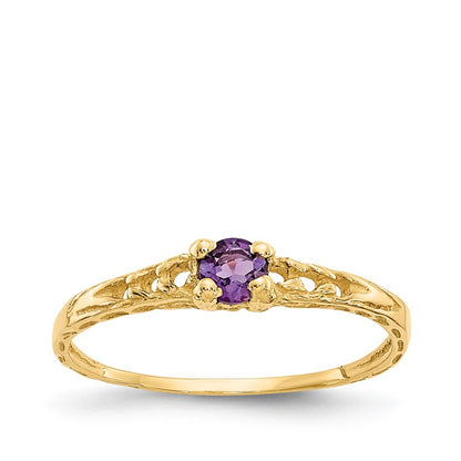 Children's Amethyst February Birthstone Ring in 10K Yellow Gold