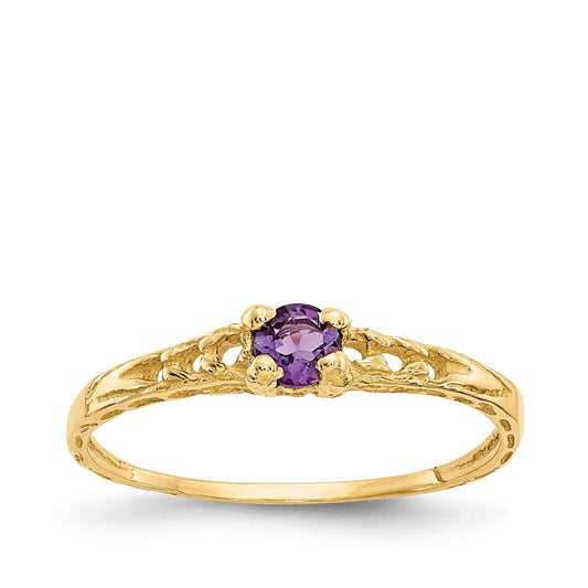 Children's Amethyst February Birthstone Ring in 10K Yellow Gold