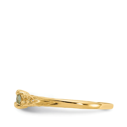 Children's Aquamarine March Birthstone Ring in 10K Yellow Gold side profile