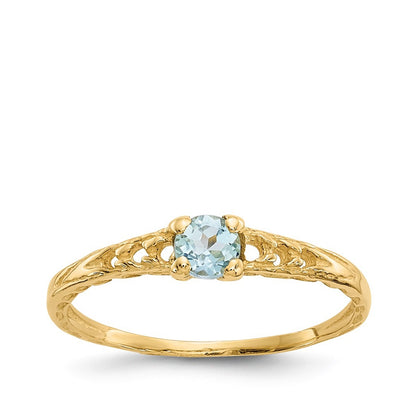 Children's Aquamarine March Birthstone Ring in 10K Yellow Gold